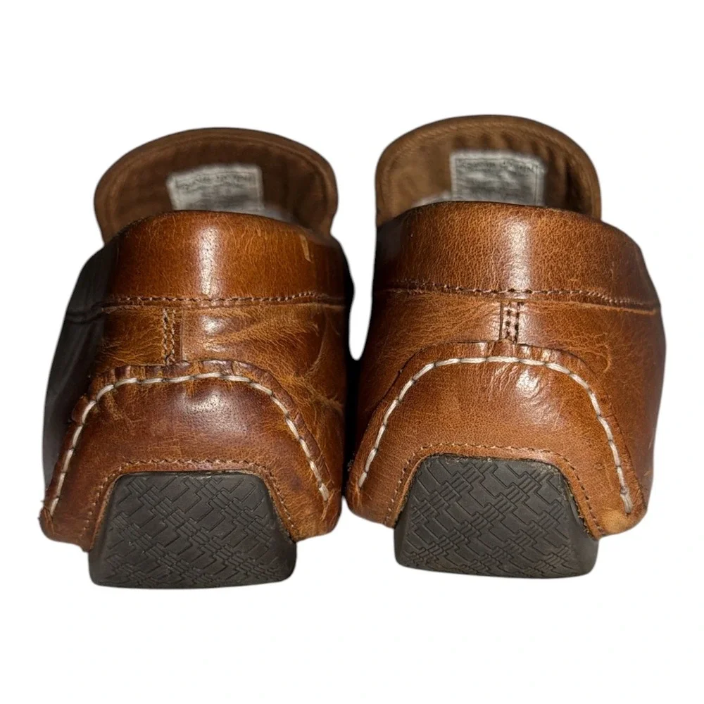 Leather slip on penny loafer brown black cognac rubber sole by Franco Fortini 9